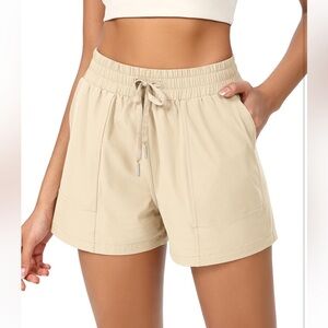 Women's Cream Drawstring Casual Shorts